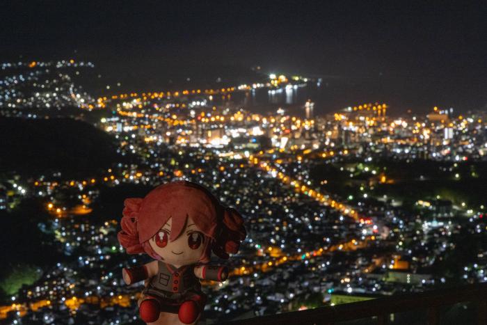 テトさんと小樽の夜景