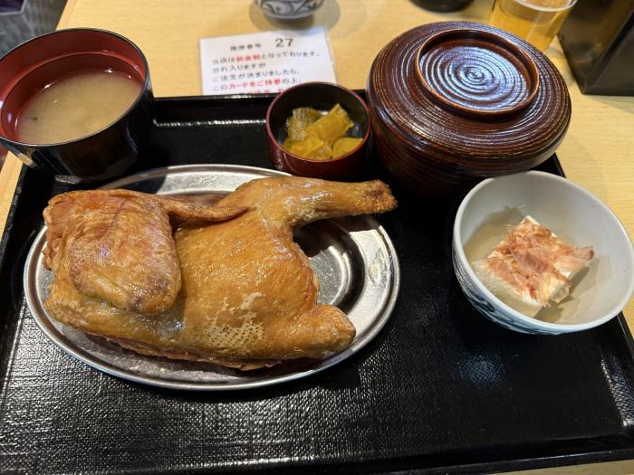 夕食は若鶏の半身揚げ