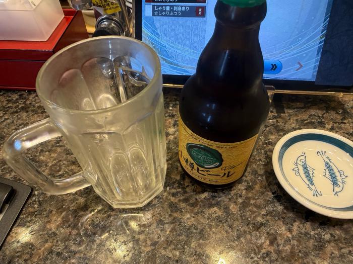 回転寿司で小樽ビール